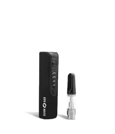 Black Sutra Vape STIK 900 Cartridge Vaporizer Side View with Empty Cartridge on White Background
